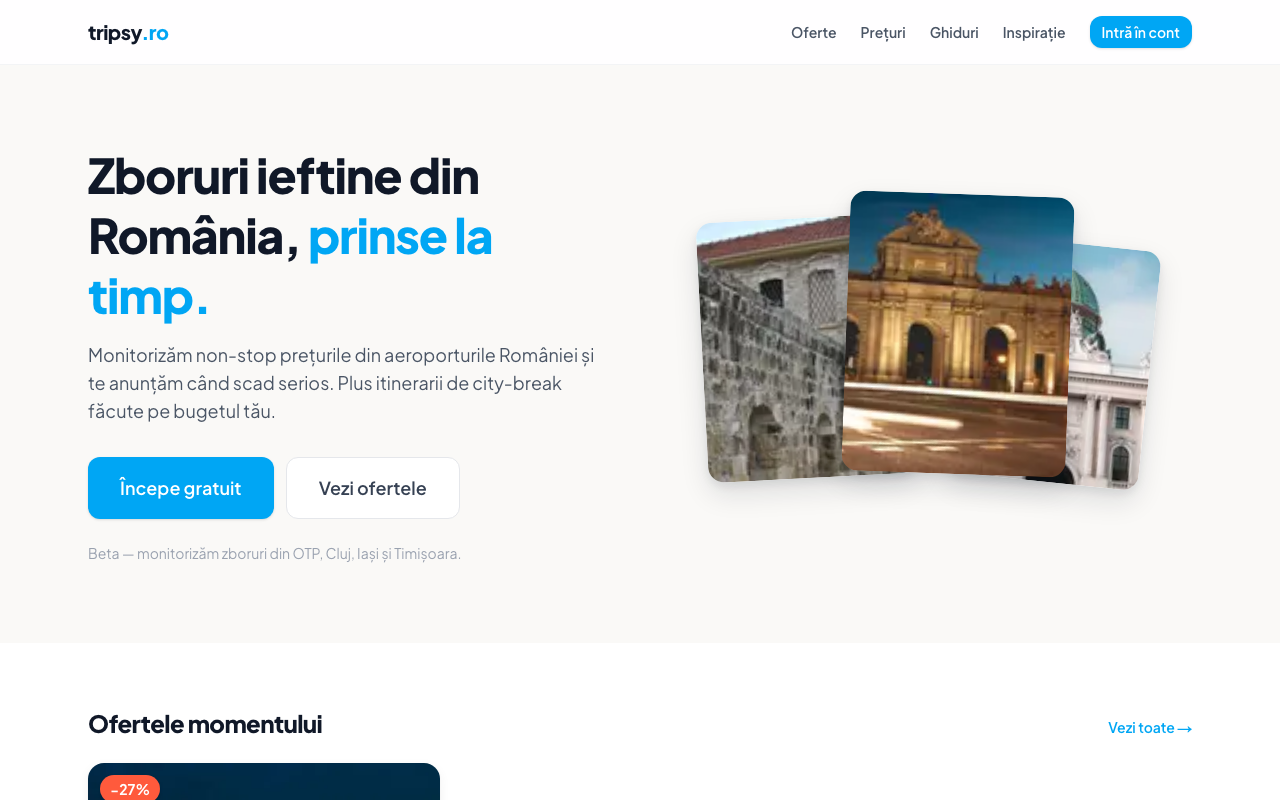 Tripsy — monitorizare prețuri zboruri din România