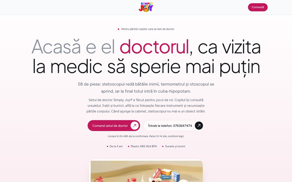 Landing page, tema Aer