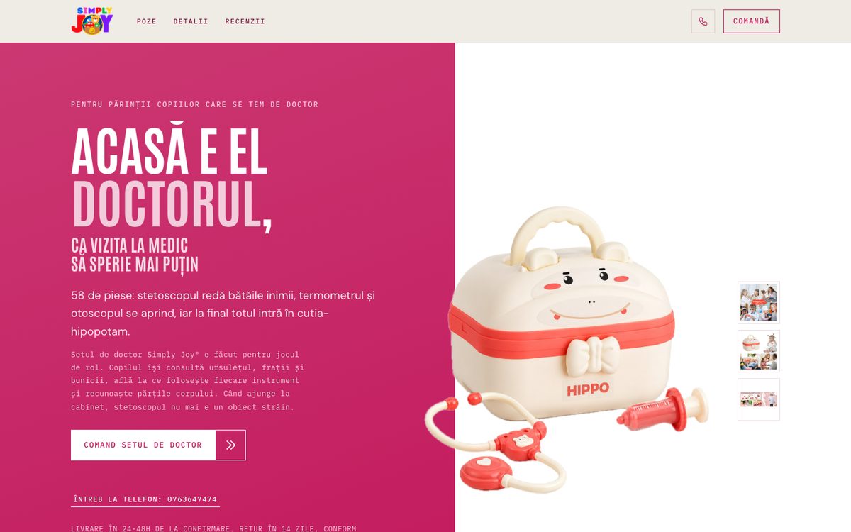 Landing page, tema Butic