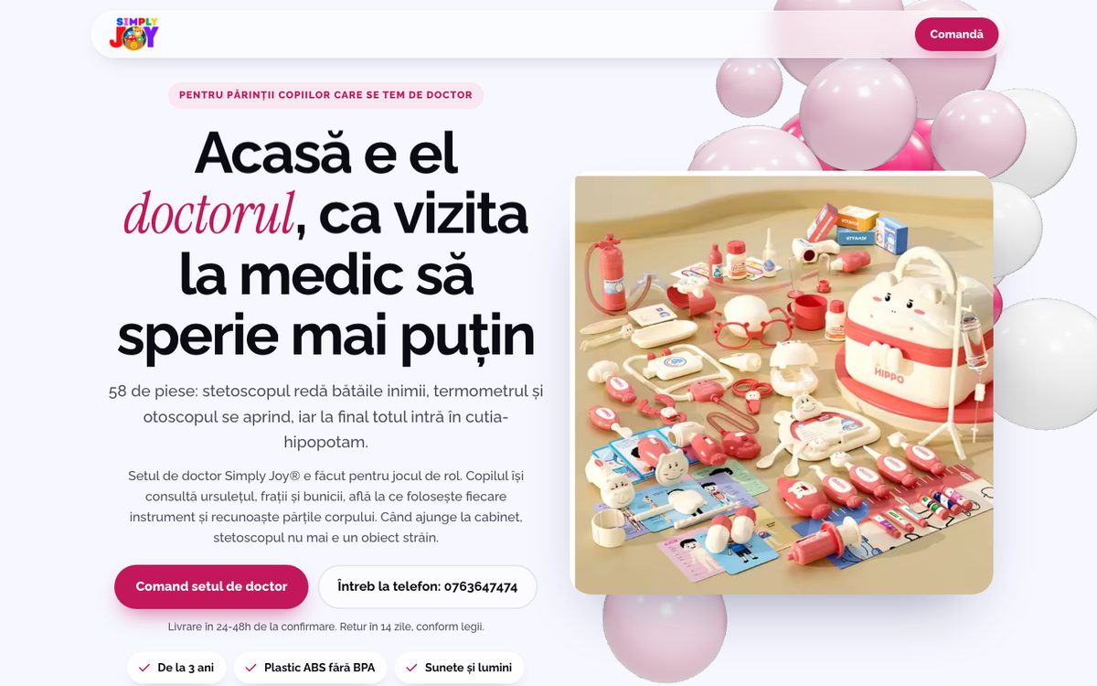Landing page, tema Joacă