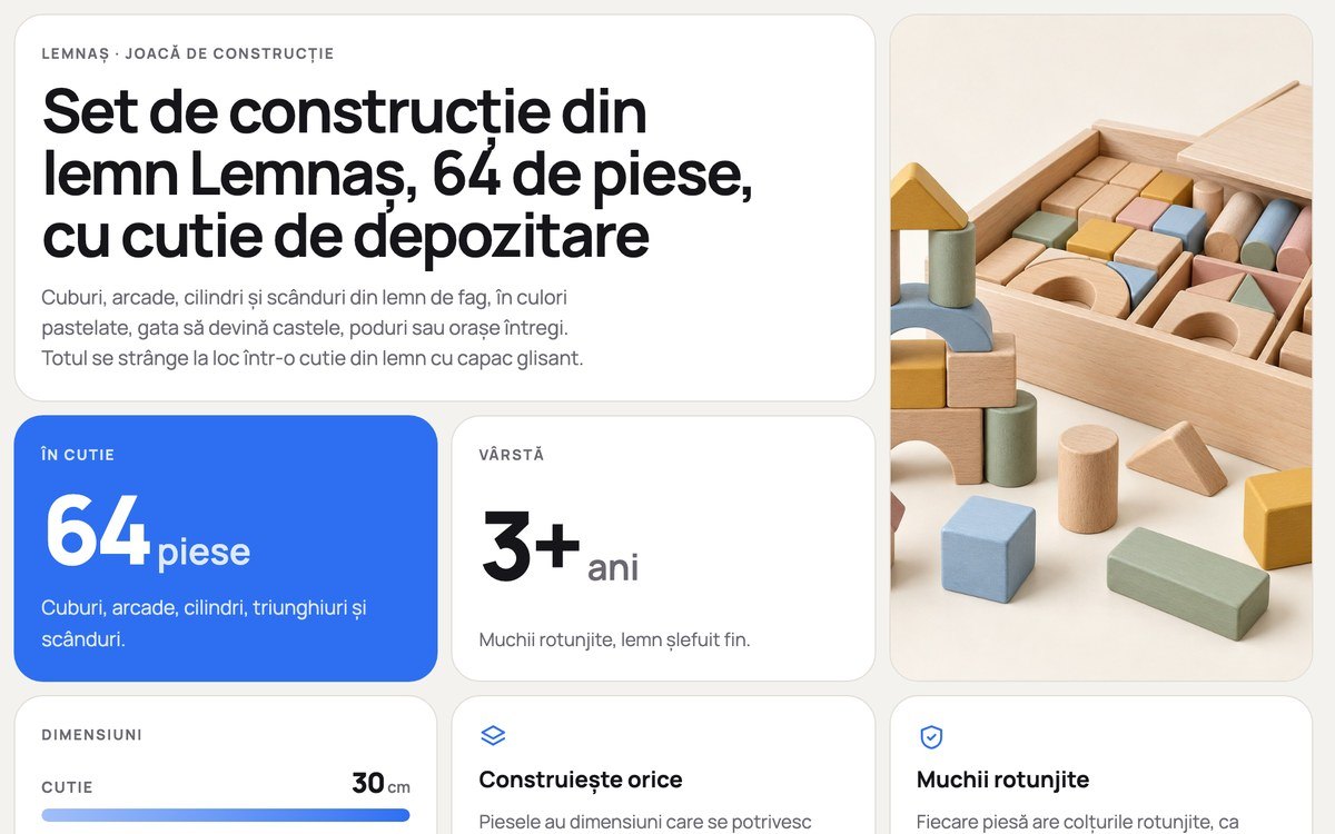 O descriere rescrisă de noi: setul de construcție Lemnaș